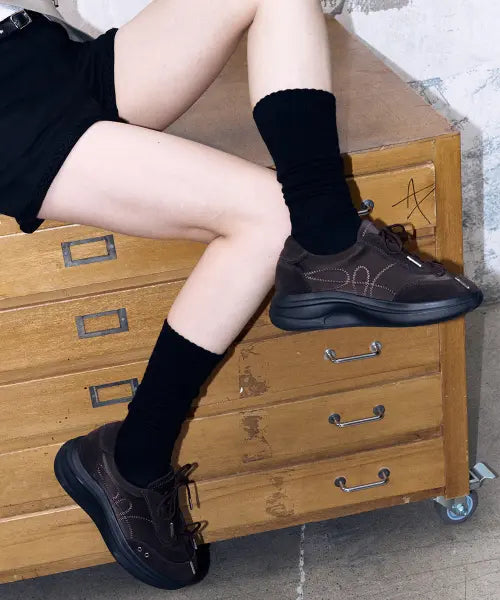 [KHIHO] Noah Type Platform Sneakers - Dark Brown / 노아 타이 플랫폼 스니커즈 다크브라운