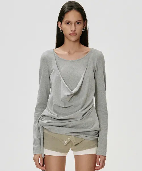 [KIMZISU] Deep Cowl T-shirt_GREY