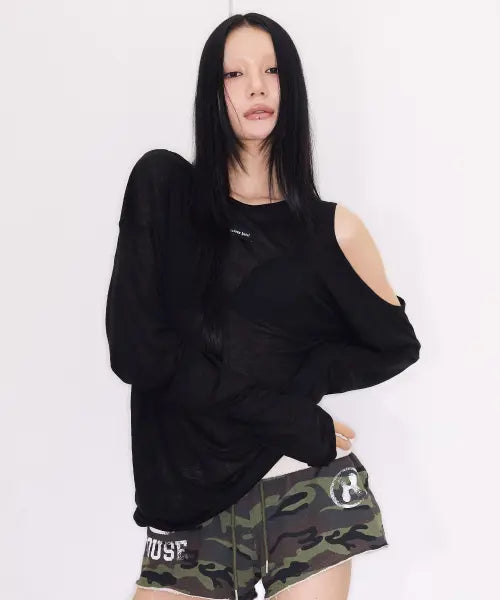 [THE MYSTERIOUS HOTEL] TMH GRLS HOLE SLEEVE [BLACK]