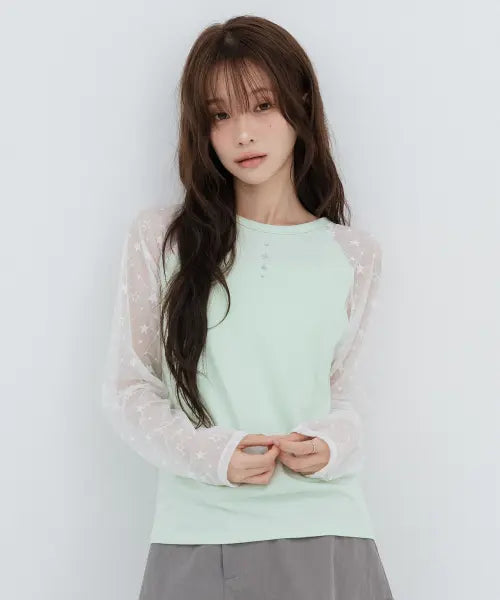 [HIGH SCHOOL DISCO] Mint Star Long Sleeve_Mint / 민트 스타 롱슬리브_민트