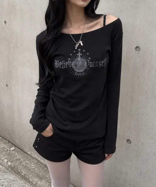 [DAMISH] Sovereign Orb Lettering Long Sleeve_Black / 소버린 오브 레터링 롱슬리브_블랙