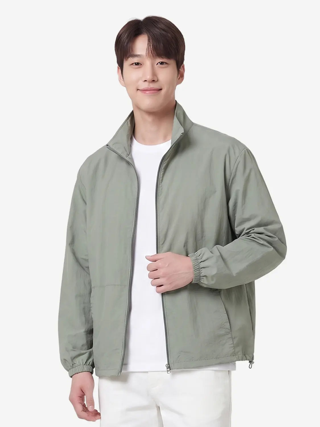 [DAISO] Nylon Zip-Up Windbreaker Jacket - Green, XL / 나일론집업바람막이 XL 그린
