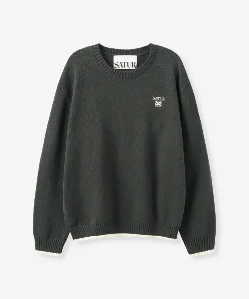 [SATUR] Boucle Crewneck Knit Charcoal / 부클 크루넥 니트 차콜