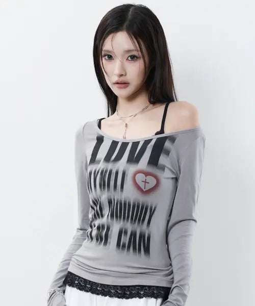 [LUVISTRUE] RL DISTORTED LETTERING TEE(GRAY)