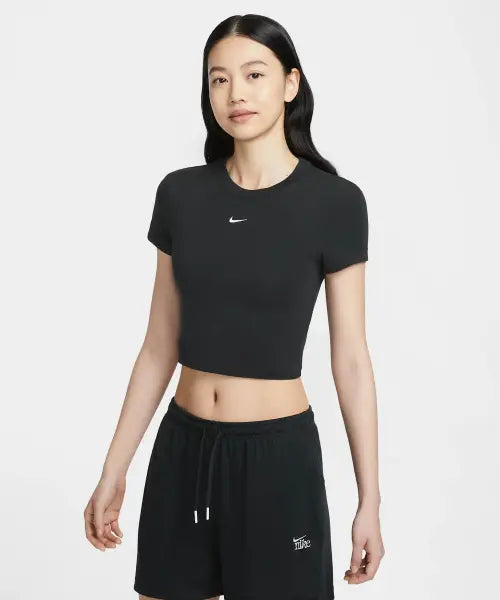 [NIKE] W NSW NK CHLL KNT CRP - BLACK/(WHITE) / 스포츠웨어 칠 니트 크롭 티셔츠 W - 블랙:화이트 / HF9539-013