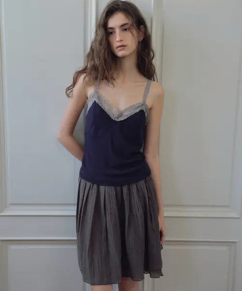 [CITTA] Lace Trim Camisole Top_CTT3017(Navy)