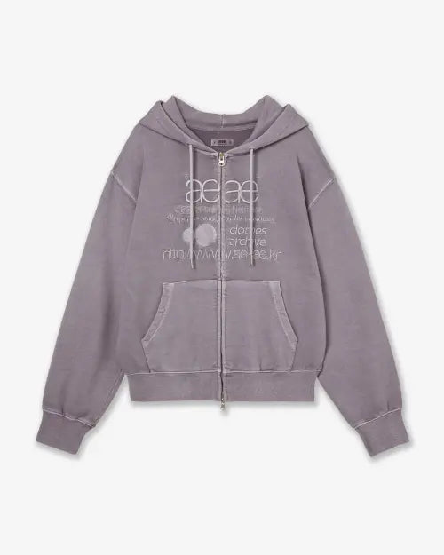 [AEAE] WEB LOGO WASHED HOOD ZIP UP [PURPLE GREY]