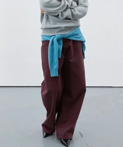 [MICHIKO LONDON KOSHINO] Washed Cotton Pants Plum brown / 워시드 코튼 팬츠 플럼 브라운