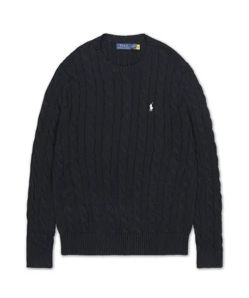 [POLO RALPH LAUREN] LS DRIVER CN-LONG SLEEVE-PULLOVER 5/1 ROVING COTTON-NAVY-410 / 케이블 니트 코튼 브이넥 스웨터-네이비
