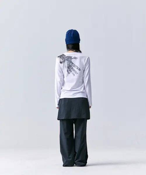 [TANSANMAGNESIUM] Hand Print Long Sleeve (White/Black) / 핸드 프린트 롱슬리브 (화이트/블랙)
