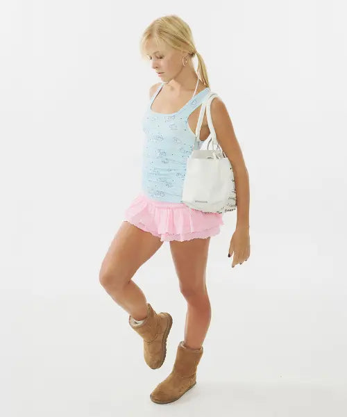 [SCULPTOR] Eyelet Tutu Mini Skort Pink