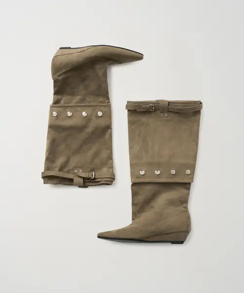 [ASURA] MULTI BUTTON BOOTS (SUEDE BROWN)