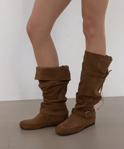 [ASURA] BRAID SUEDE BOOTS (BROWN)