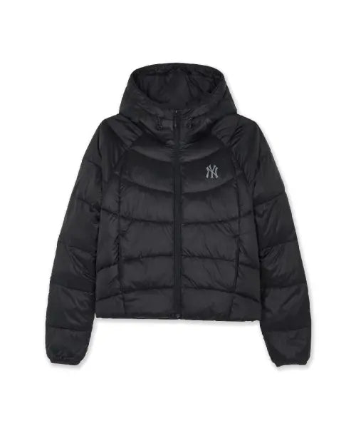 [MLB] WOMENS LIGHT HOOD CURVE PADDING JKT / 여성 경량 후드 커브패딩 NY (Black)