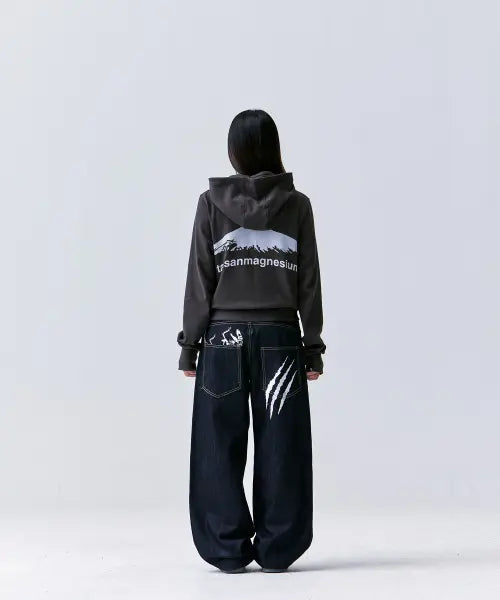 [TANSANMAGNESIUM] Mountain Side Zipper Hoodie (Charcoal) / 마운틴 사이드 지퍼 후드집업 (차콜)