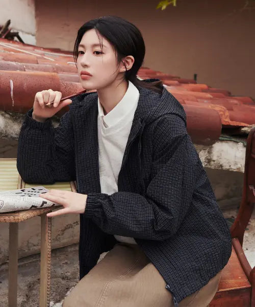 [MARITHÉ + FRANҪOIS GIRBAUD] OUTPOCKET HOODED WIND JACKET check