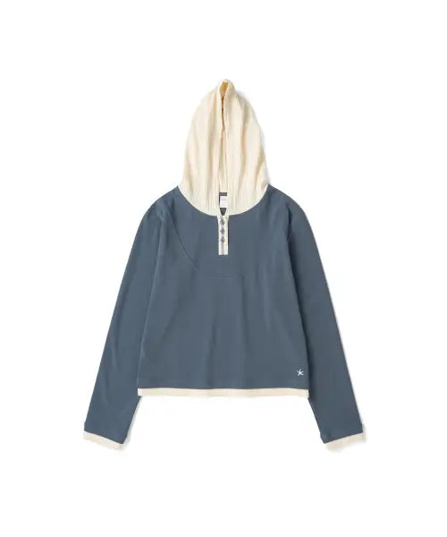 [THE COLDEST MOMENT] TCM button placket hoodie (blue)