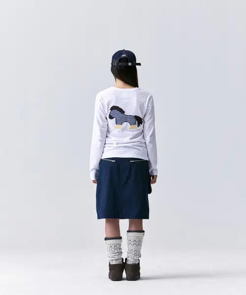 [TANSANMAGNESIUM] Pony Apply Long Sleeve (White) / 포니 아플리케 롱슬리브 (화이트)