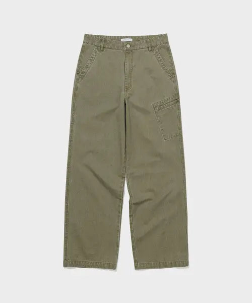 [LOW CLASSIC] WASHED COTTON UTILITY PANTS_KHAKI GREY [LC263PT01GK]