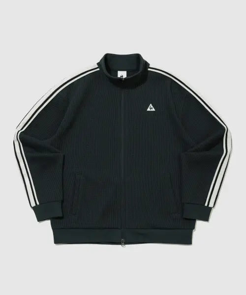 [LECOQ] UNI Waffle Track Top - Grey / 유니 와플 트랙탑 - 그레이 QR323LFT82