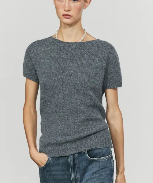 [MASSIMO DUTTI] Alpaca Blend Short Sleeve Knit Sweater / 알파카 블렌드 반팔 니트 스웨터