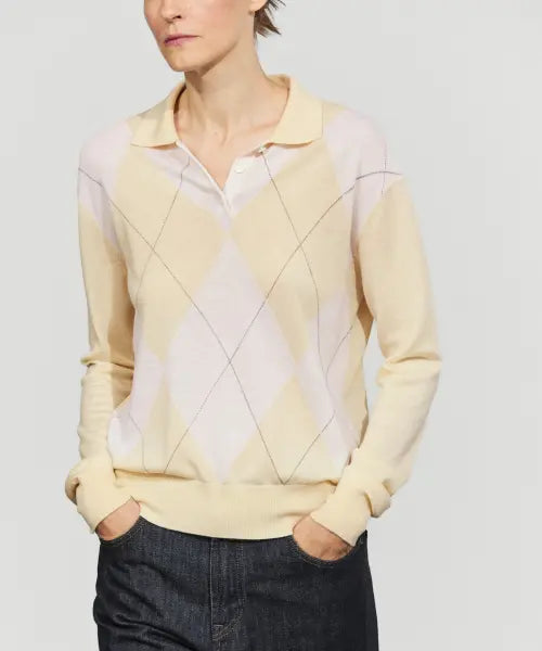 [MASSIMO DUTTI] Diamond Polo Knit Sweater / 다이아몬드 폴로 니트 스웨터