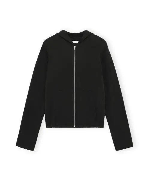 [BROWNYARD] W Smooth Jersey Hood Zip Up, Black / W 스무스 저지 후드 집업, 블랙