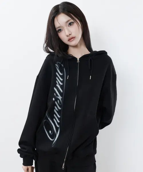 [LUVISTRUE] RL CROSS COLORSTONE HOOD ZIP UP(BLACK)
