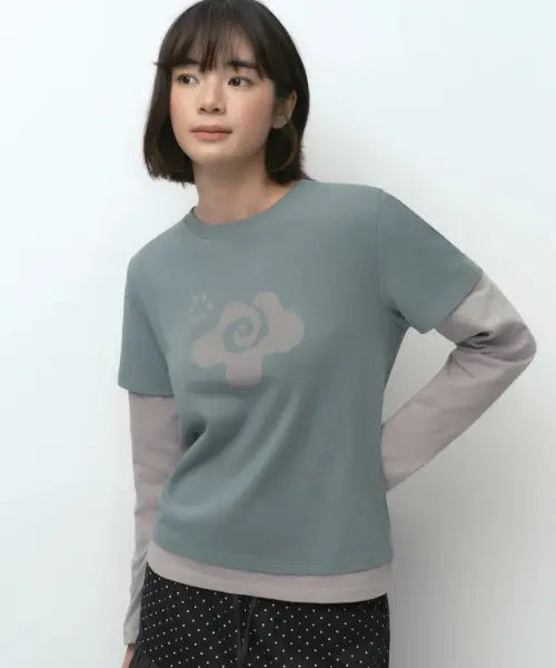 [MUSINSA STANDARD WOMAN] OHEHSIO Collaboration Layered Long Sleeve T-Shirt [Mint Grey] / [오헤시오 컬래버] 레이어드 긴소매 티셔츠 [민트 그레이]