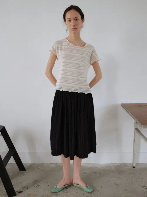 [SIENNE] City Pleated Skirt (Black)