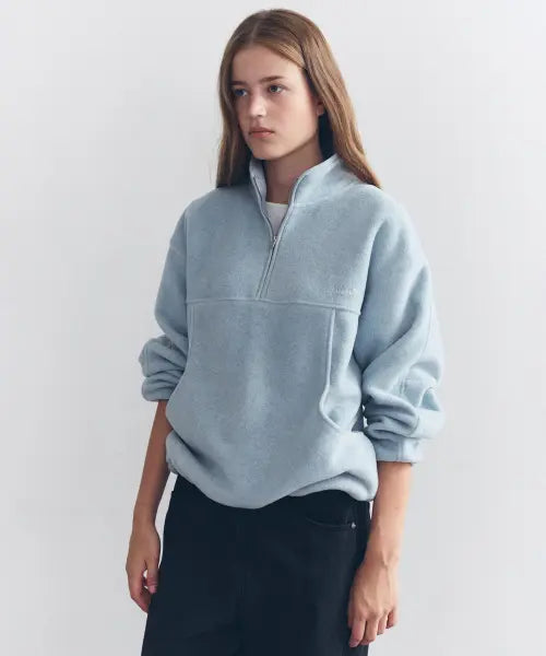 [ROLAROLA] FLEECE HALF ZIP-UP MELANGE BLUE