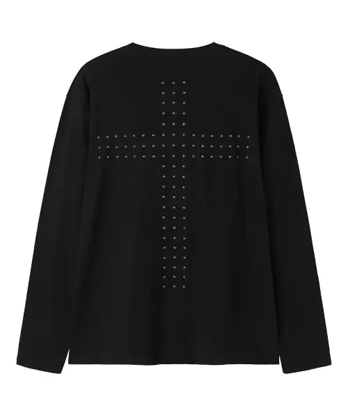 [OPENYARD(OY)] CROSS ARRAY L/S TEE - BLACK