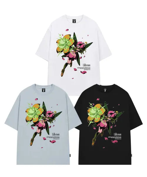 [ODDSTUDIO] Digimon Adventure Lilymon Overfit T-shirt - 3 Colors / [디지몬 어드벤처] Lilymon Overfit T-shirt - 3COLOR