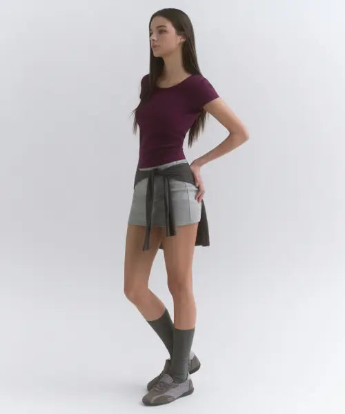 [MUSINSA STANDARD WOMAN] Women's Low Rise Jersey Mini Skirt [Medium Grey] / 우먼즈 로 라이즈 저지 미니 스코츠 [미디엄 그레이]