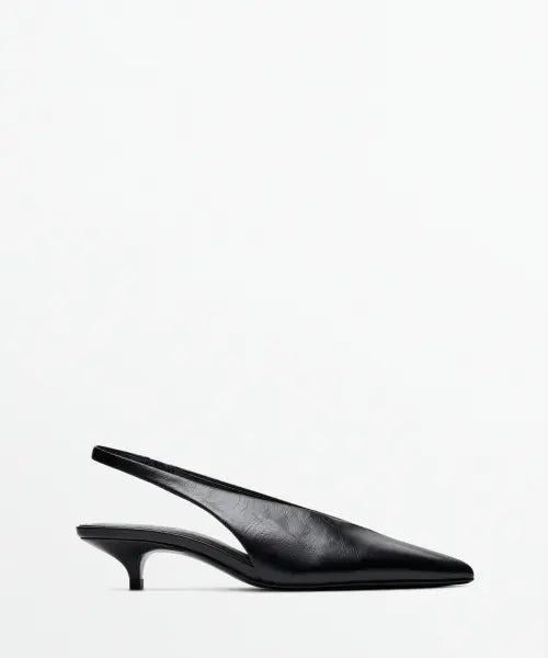 [MASSIMO DUTTI] Cracked Leather Slingback Heels / 크랙 가죽 슬링백 힐