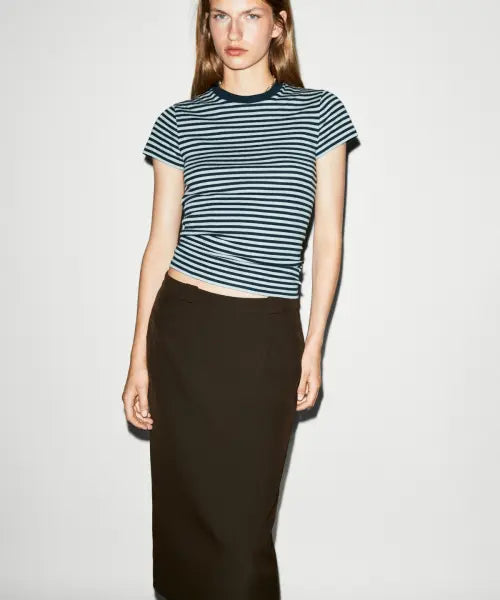 [MASSIMO DUTTI] Wool Blend Straight Midi Skirt / 울 혼방 스트레이트 미디 스커트