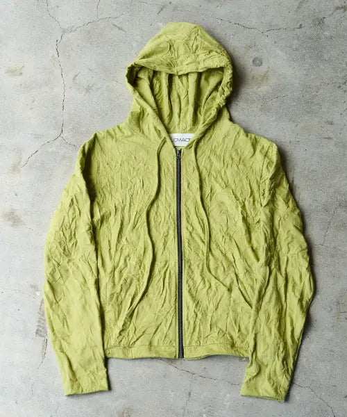 [SLOWACID] CRINKLE SLIM HOOD ZIP-UP [LIME] / 크링클 슬림 후드집업 [라임]
