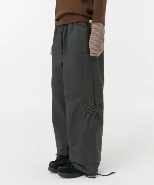 [OHESHIO] CONTRAST PUMPKIN CARGO PANTS, CHARCOAL