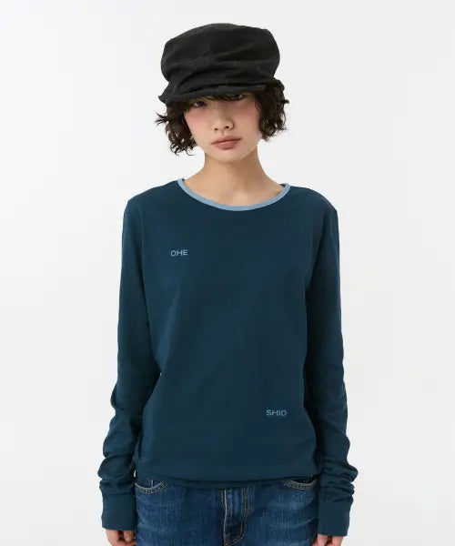 [OHESHIO] LETTERING LOGO LONG SLEEVE, NAVY