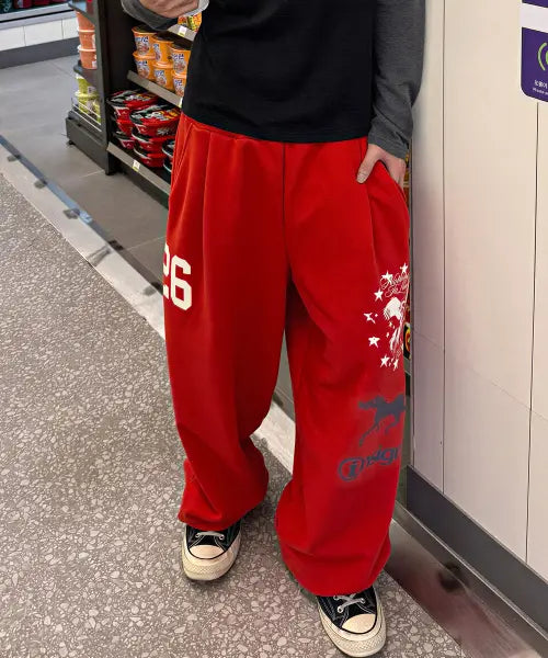 [NODI] Royal Legacy Swet pants red / 로얄 레거시 스웻 팬츠 레드