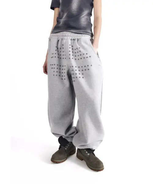 [AAKAM] Go-Cross Studded Sweatpants (Gray)