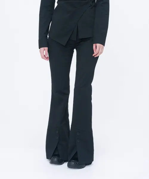 [MISEKI SEOUL] Side fly layered bootscut pants BLACK / [레이 PICK] Side fly layered bootscut pants BLACK