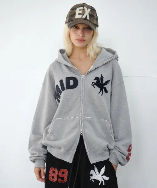 [MIDNIGHT MOVE] Mid Horse Zip Up (Grey)