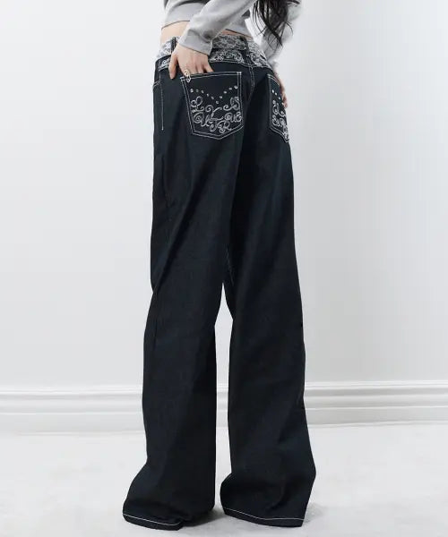 [LUVISTRUE] RL LACE LOW RISE PANTS(DENIM)