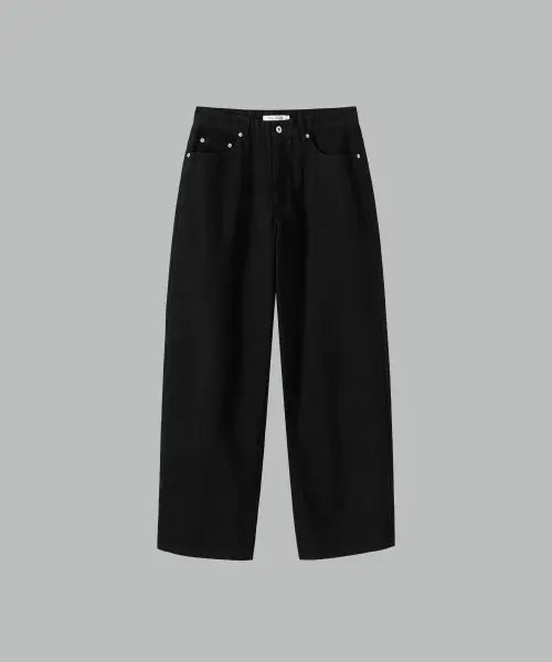 [NONBLANK] WALE WASHED CURVED PANTS_BLACK / 웨일 워시드 커브드 팬츠_BLACK