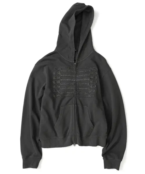 [NOT4NERD] Napoleon Applique Pigment Hood Zip Up - Charcoal