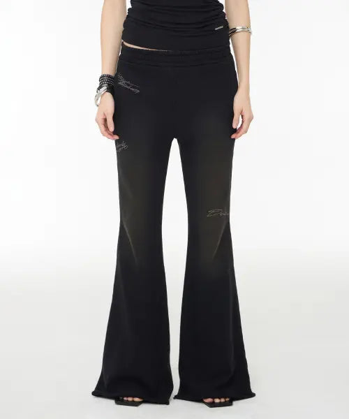 [ROCKCAKE] Washing Bootcut Pants - Black