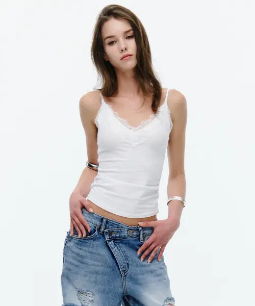 [MIDNIGHT MOVE] lace sh top (white)