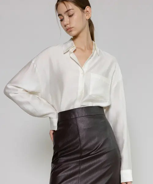 [NON AND NON] Silky Tencel Pocket Shirt Blouse / 실키 텐셀 포켓 셔츠 블라우스_NFBL6543