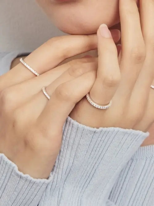 [GETMEBLING] [SILVER925]Cubic Snake Ring-M(2mm) / [실버925] 큐빅 스네이크 링(2mm)